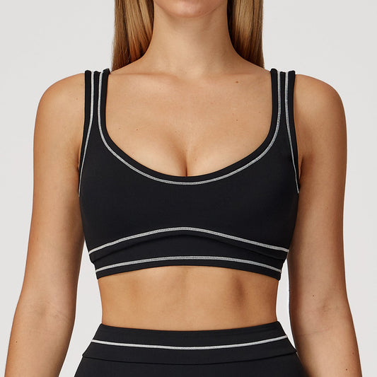 Contrast Color Brushed Yoga Bra Advanced Sense U Shaped Beauty Back Exercise Underwear Running Fitness Yoga Wear