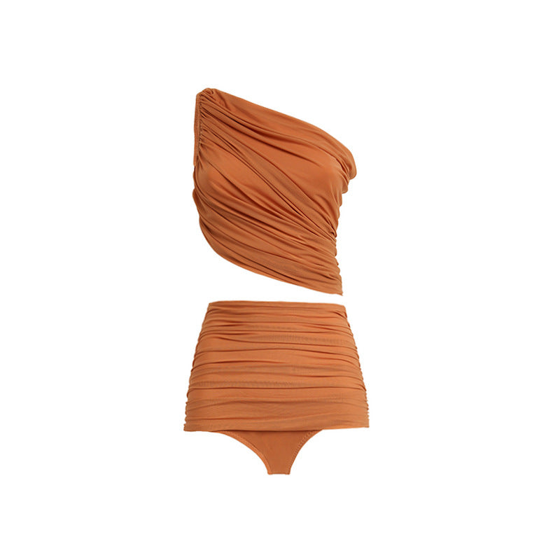 Shoulder High Waist Bikini Vacation Beach Swimsuit Swimsuit Women