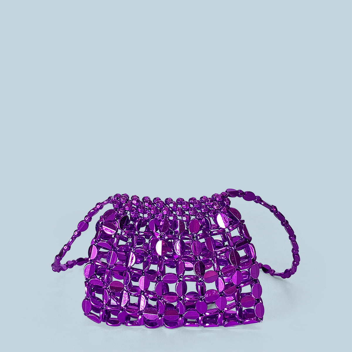 Hand Woven Bag Women Crossbody Silver Dumpling Bag All Match Acrylic Paillette Beaded Bag