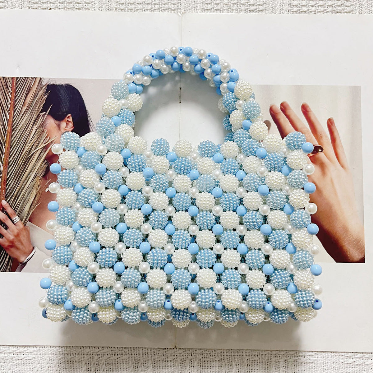 French Handmade Beaded Waxberry Beads Bag High Sense Niche Woven Dinner Party Handbag