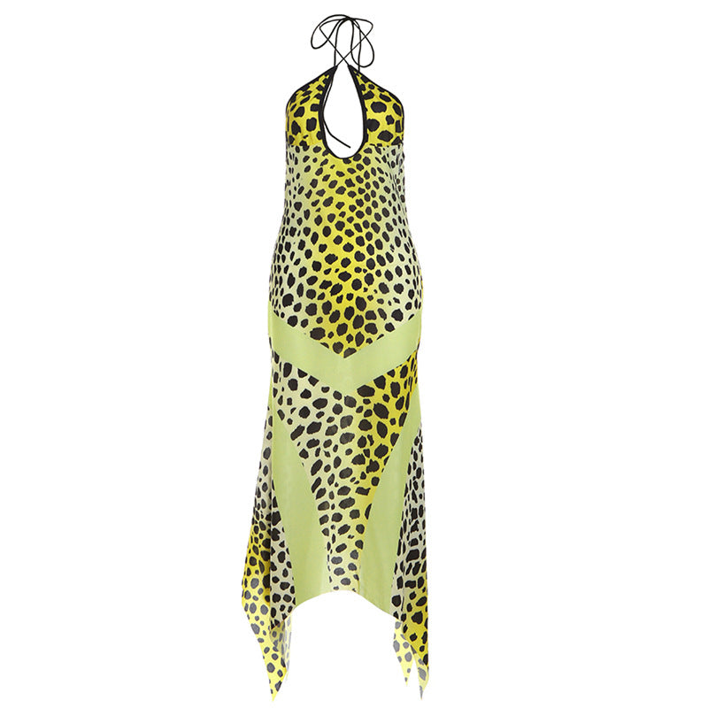 Summer Women Clothes Sexy Backless Halter Printed Slim Fit Dress Women
