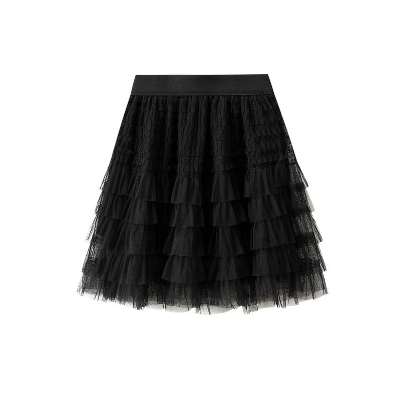 Mesh Skirt Women Summer Spring Autumn Clothing A line Tiered Dress Short Skirt