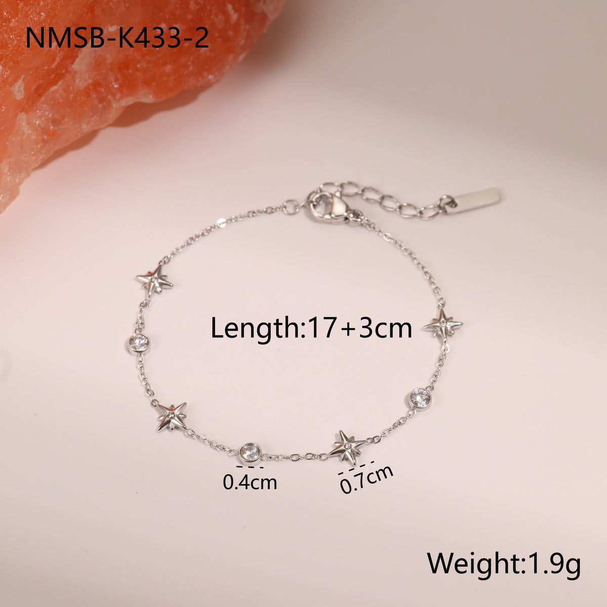 Titanium Steel Bracelet 18K Gold Plating Zircon Star Embellished Exquisite Light Luxury Hand Jewelry