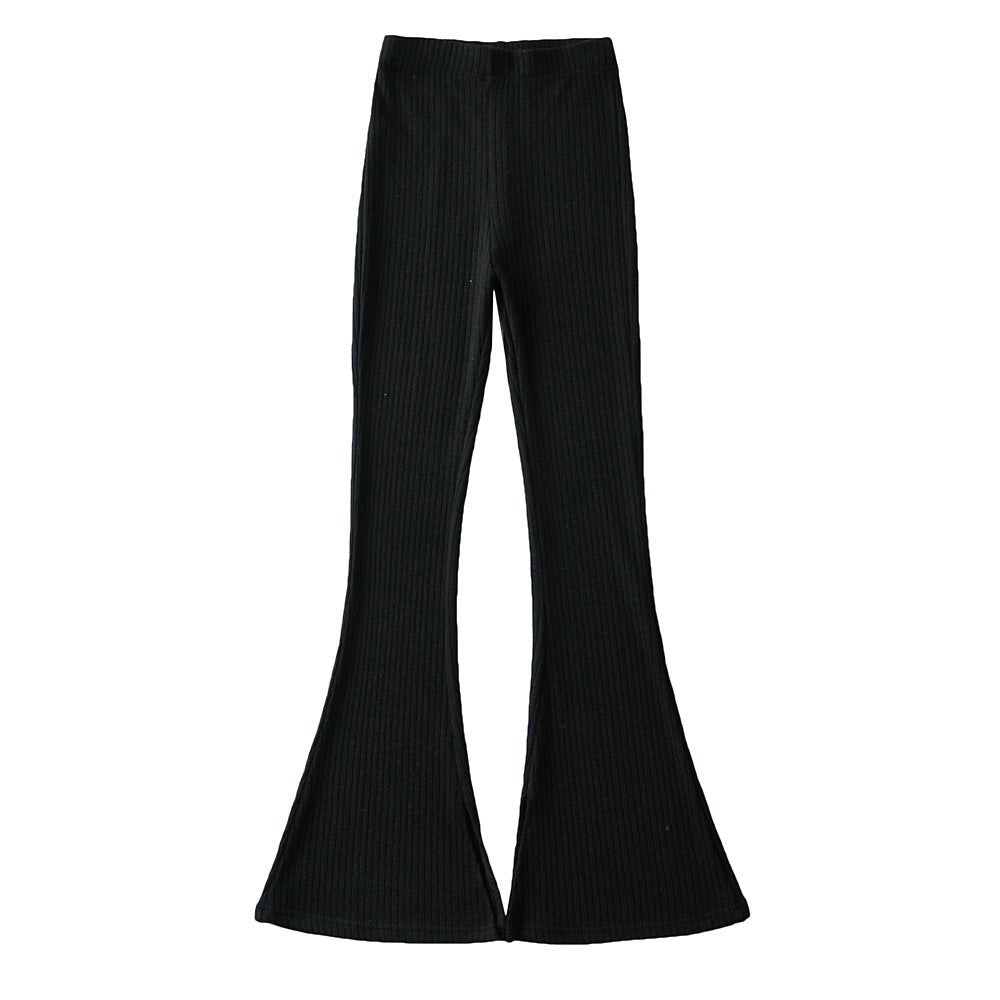 High Waist Bottom Slit Bell-Bottom Pants Internet Celebrity Elastic Waist Mop Trousers Slimming Casual Pants