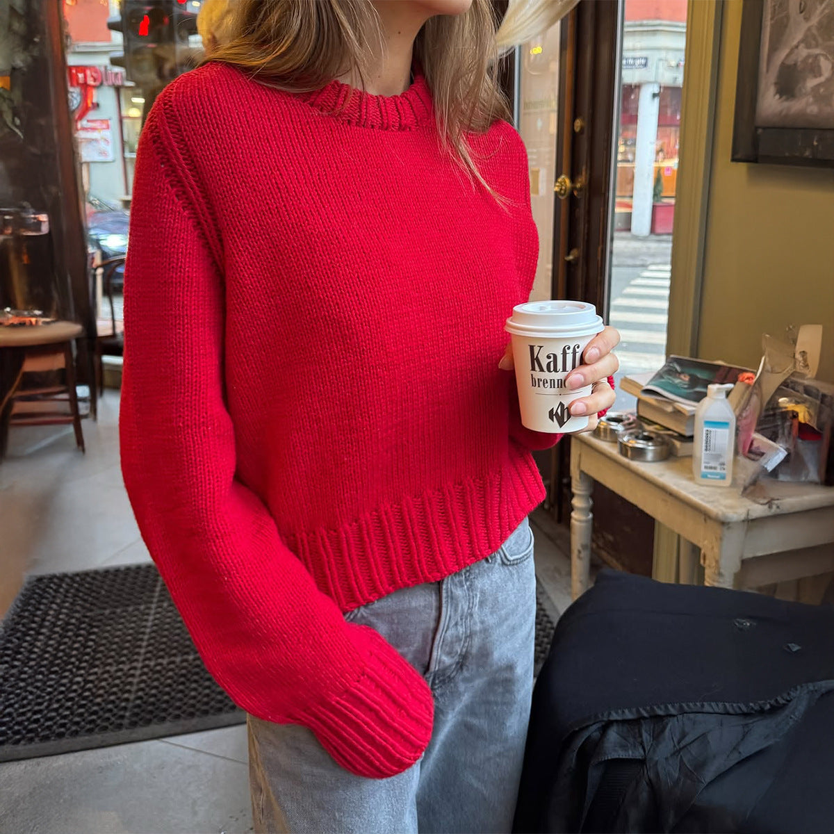 Casual Long Sleeves Woolen T shirt Sweater Women Clothing Autumn Winter