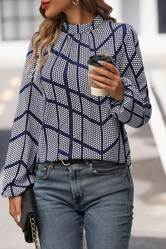 Women Clothing Spring Autumn Painted Big Floral Women Top Bottoming Shirt