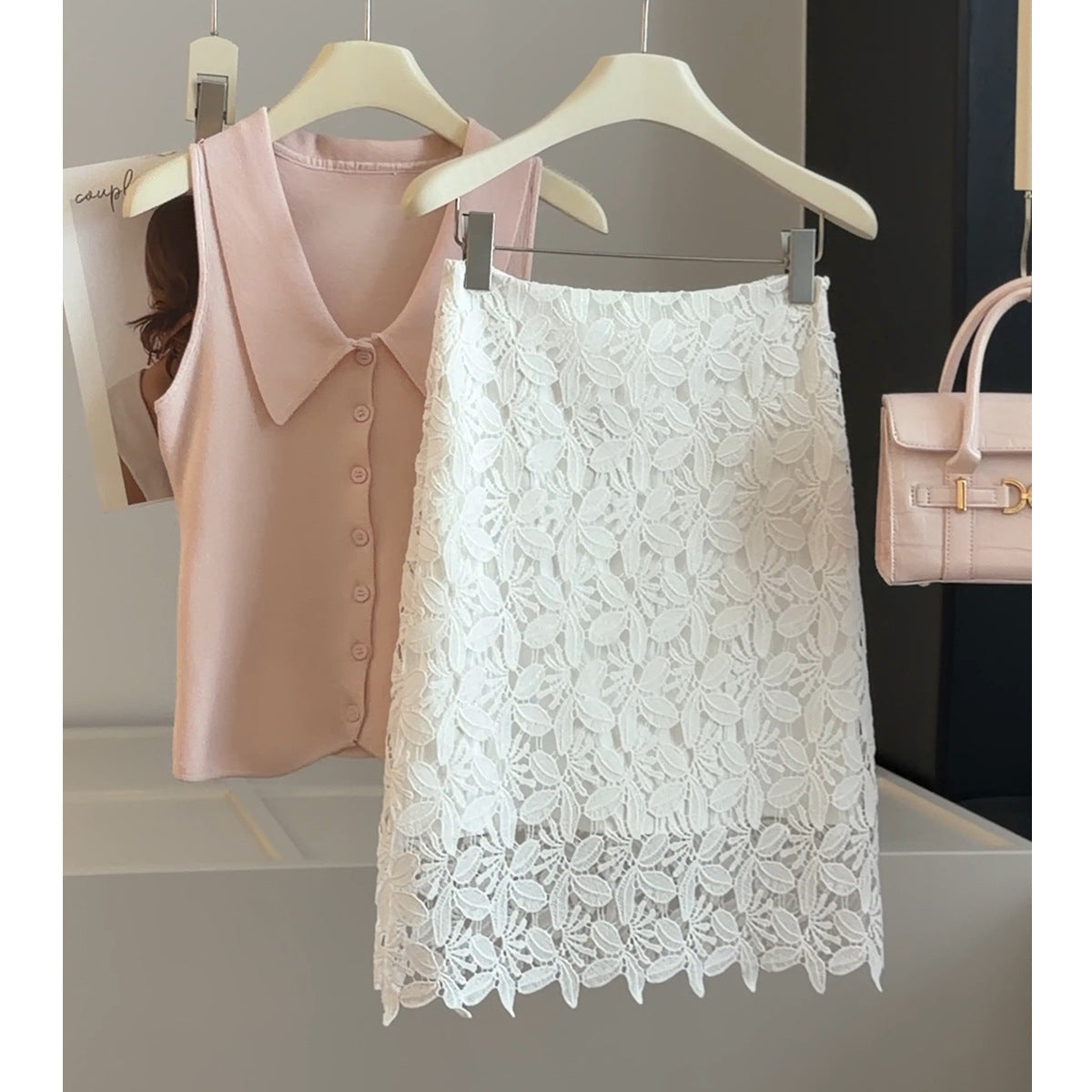 Lace Embroidered Hollow Out Cutout Skirt Women Summer High Waist Slimming Sexy Fashionable A line Sheath Mid Skirt