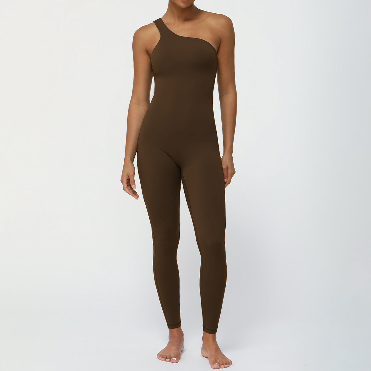 Oblique Shoulder Sexy Jumpsuit with Chest Pad Non Stitching One Piece Yoga Clothes Belly Contracting Hip Lifting Fitness Clothes