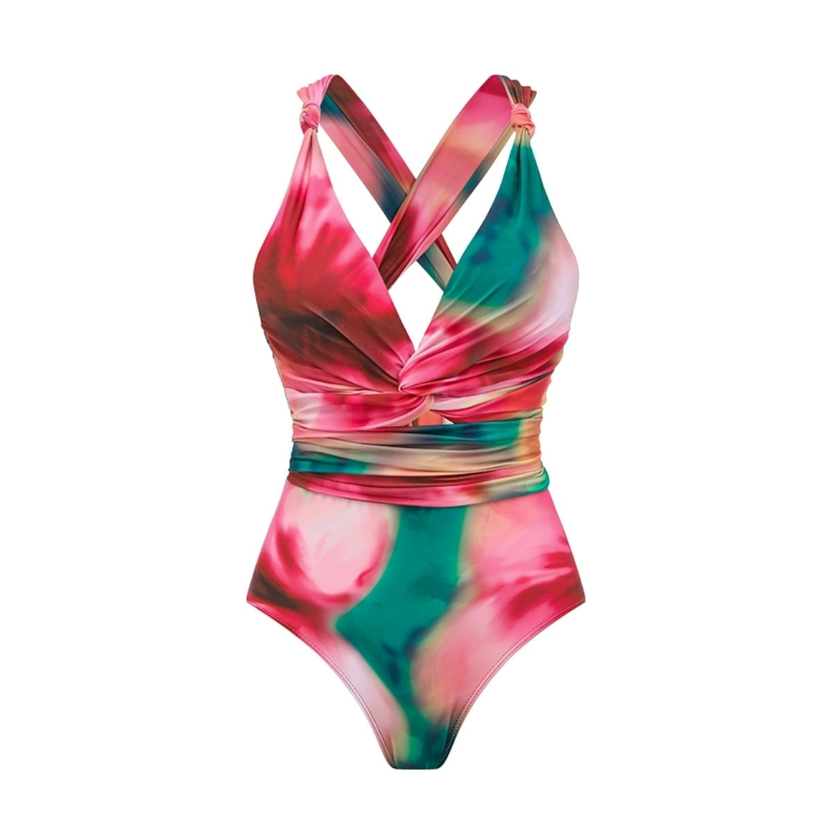 Swimsuit V neck Back Cross Strap Blooming One Piece Swimsuit Women