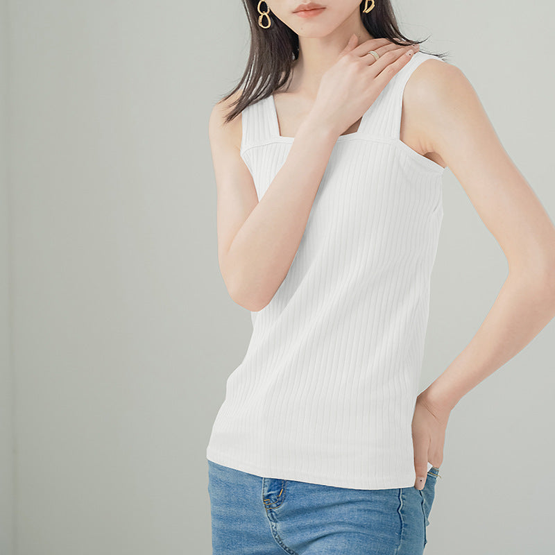 Pure Cotton Camisole Women Sunken Stripe Lengthened Vest Women Inner Wear