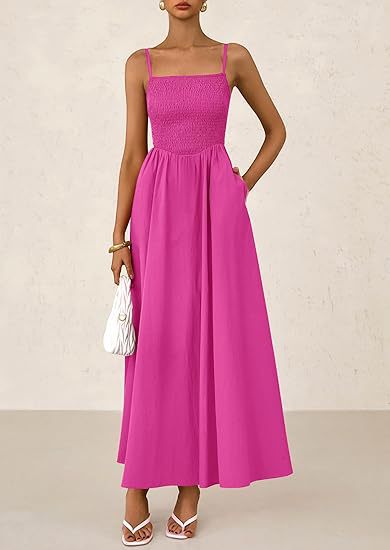 Women's Wear, Thin Shoulder Strap Pleated Vest, Suspender Pocket Dress