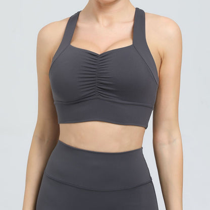 Autumn Sand Nude Feel Yoga Vest Beauty Back Quick Drying High Strength Underwear Sports Running Fitness Sports Bra
