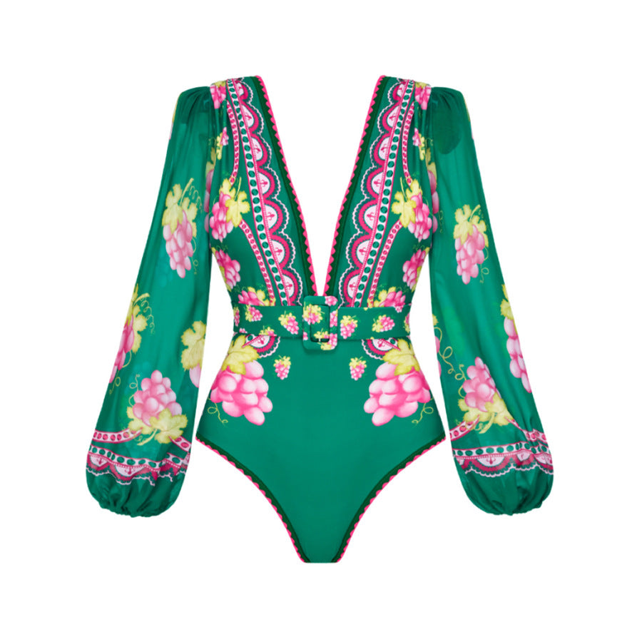 Ruffled One Piece Swimsuit Vacation Women