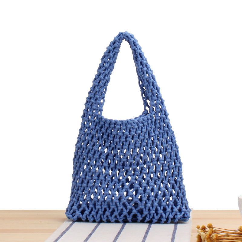 Macaron Cotton String Handmade Hollow Out Cutout Handbag South Korea tagram Bag Beach Woven Bag