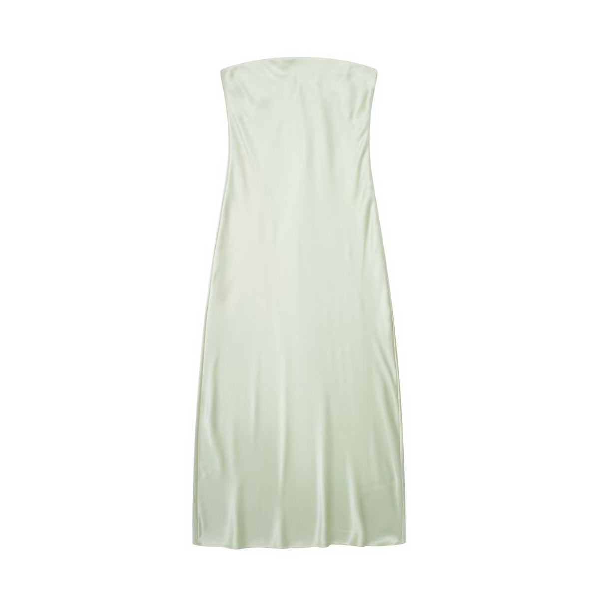 Spring Women Casual Silk Satin Texture Tube Dress
