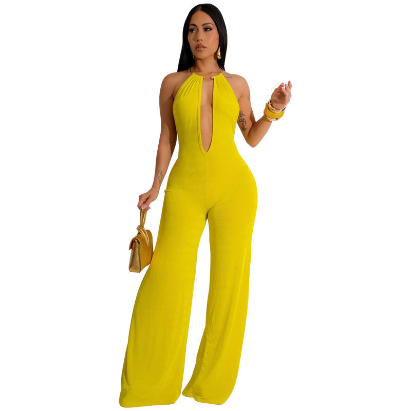 Jumpsuit Women Trousers Solid Color Sexy Casual Jumpsuit