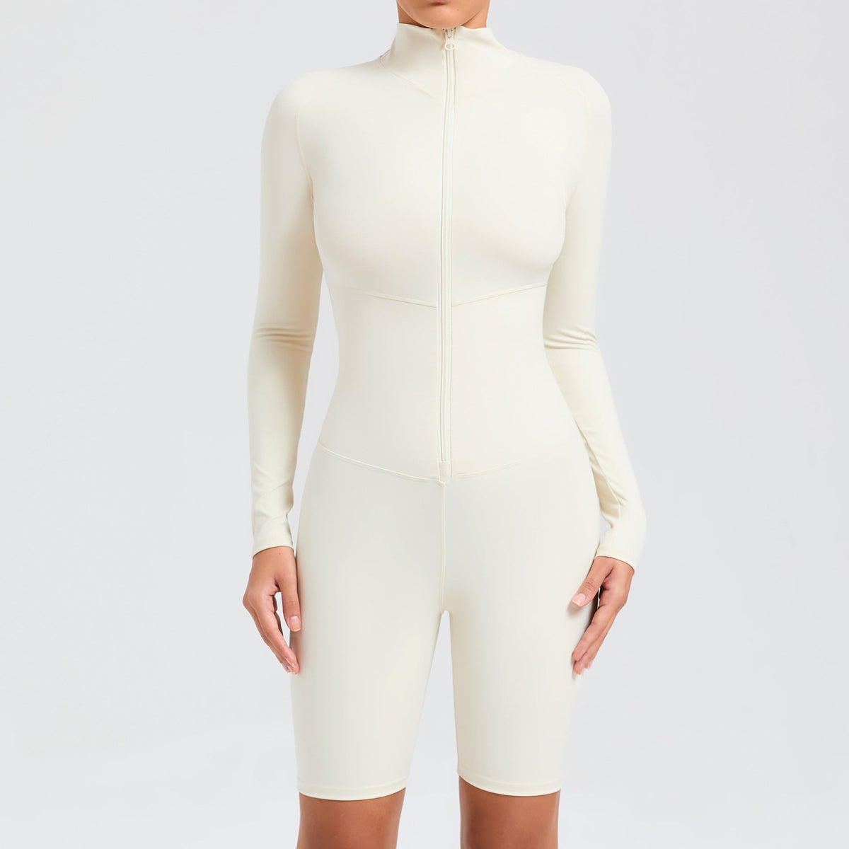 Belly Contracting Long Sleeve Zipper One Piece Dance Fitness Sports Jumpsuit Belly Contracting Close Fitting Yoga Clothes