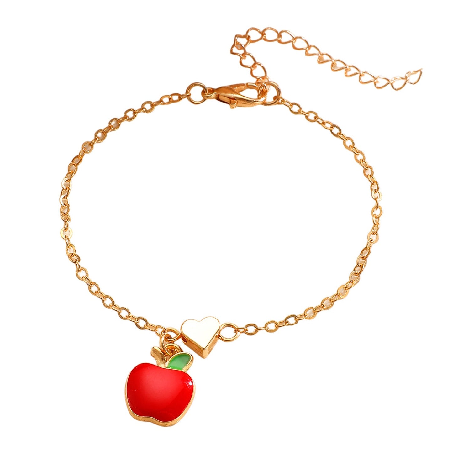 Alloy Cherry Strawberry Apple Pineapple Fruit Bracelet Necklace Jewelry Set