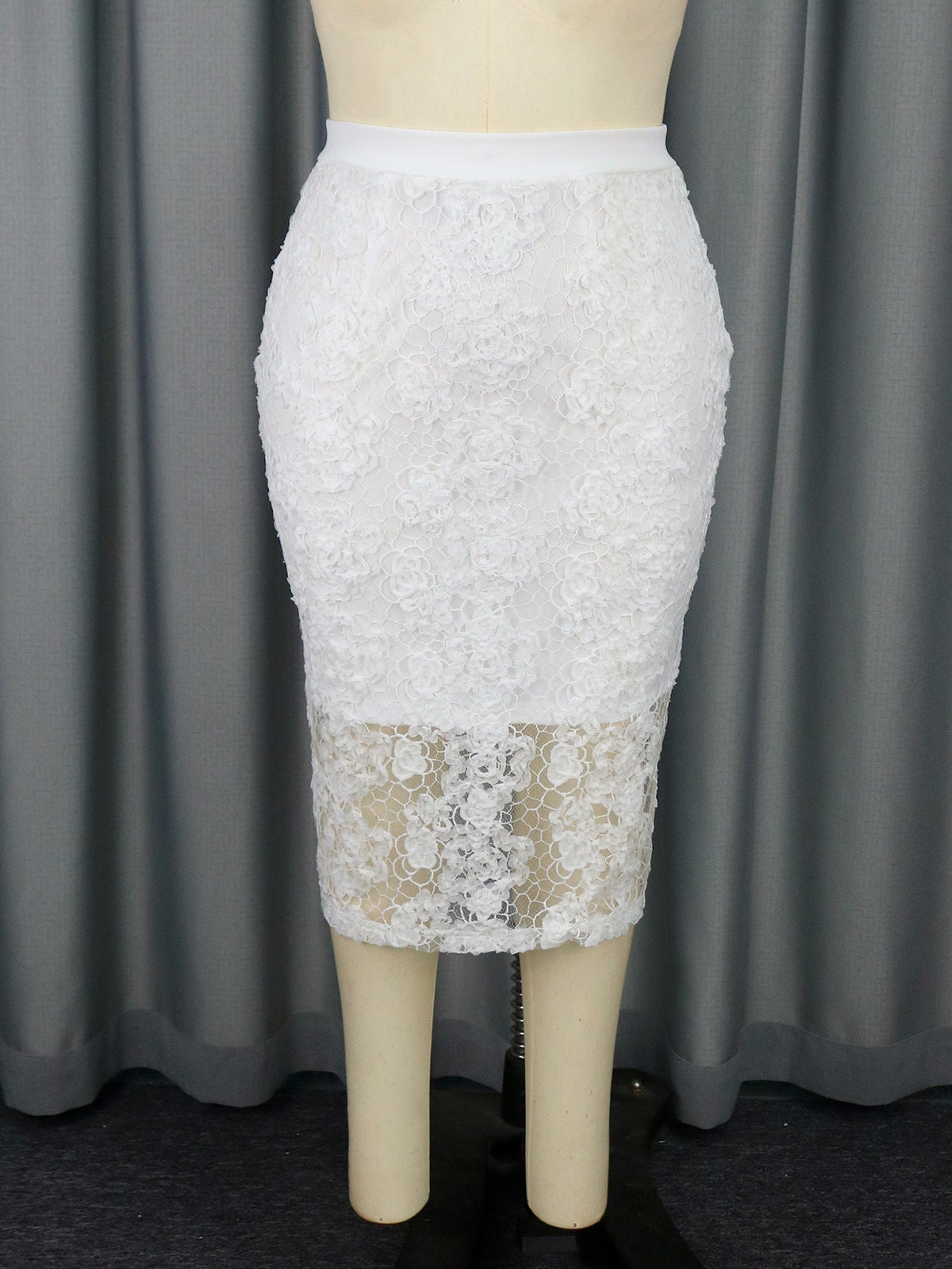 Solid Color All-Matching Women Clothing Skirt Sexy Lace Skirt