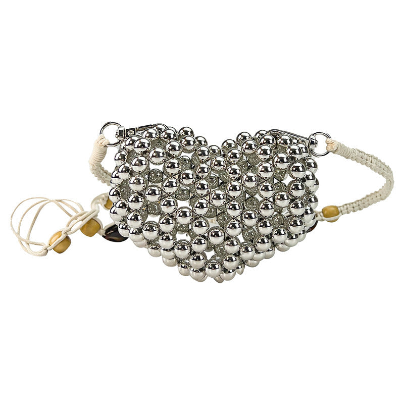 Mini Love Handmade Beaded All Match Hanging Chain Bag Ornaments Niche Girls One Shoulder Crossbody Bag