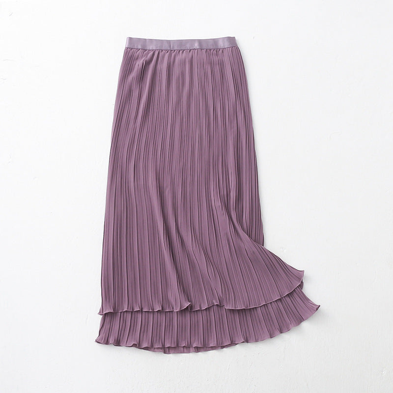Spring Summer Wear Skirt Elastic Waist Korean A line Sheath Skirt Tulle Skirt Double Sided Wear Skirt