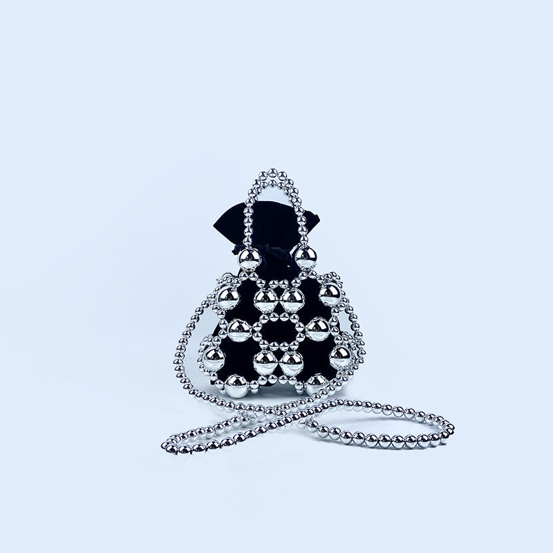 Internet Celebrity Same Dark Beaded Small Waste Bag Concave Shape Handbag Messenger Bag Trend