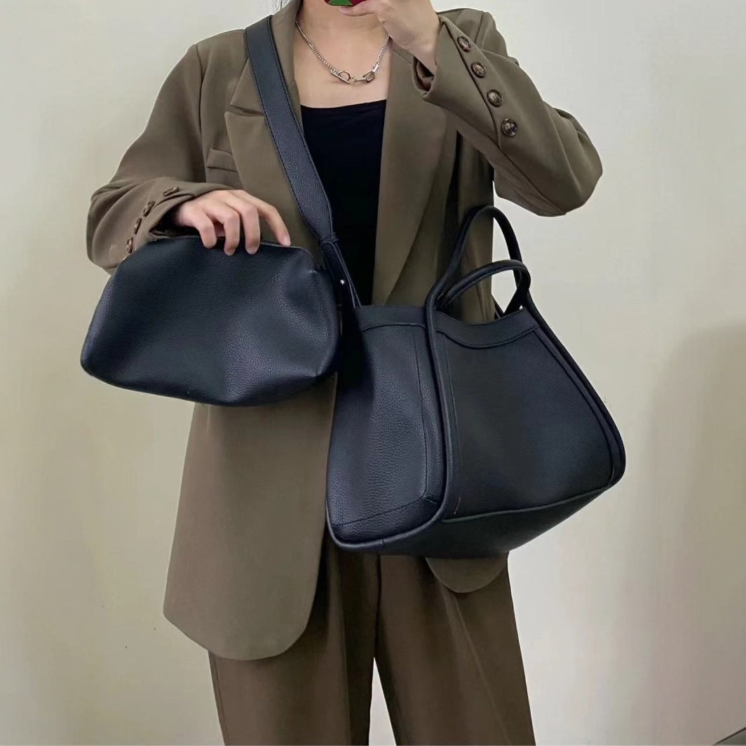 Large capacity top handle bag, casual minimalist popular versatile tote purse, retro commuter tote bag, shoulder bag with crossbody strap