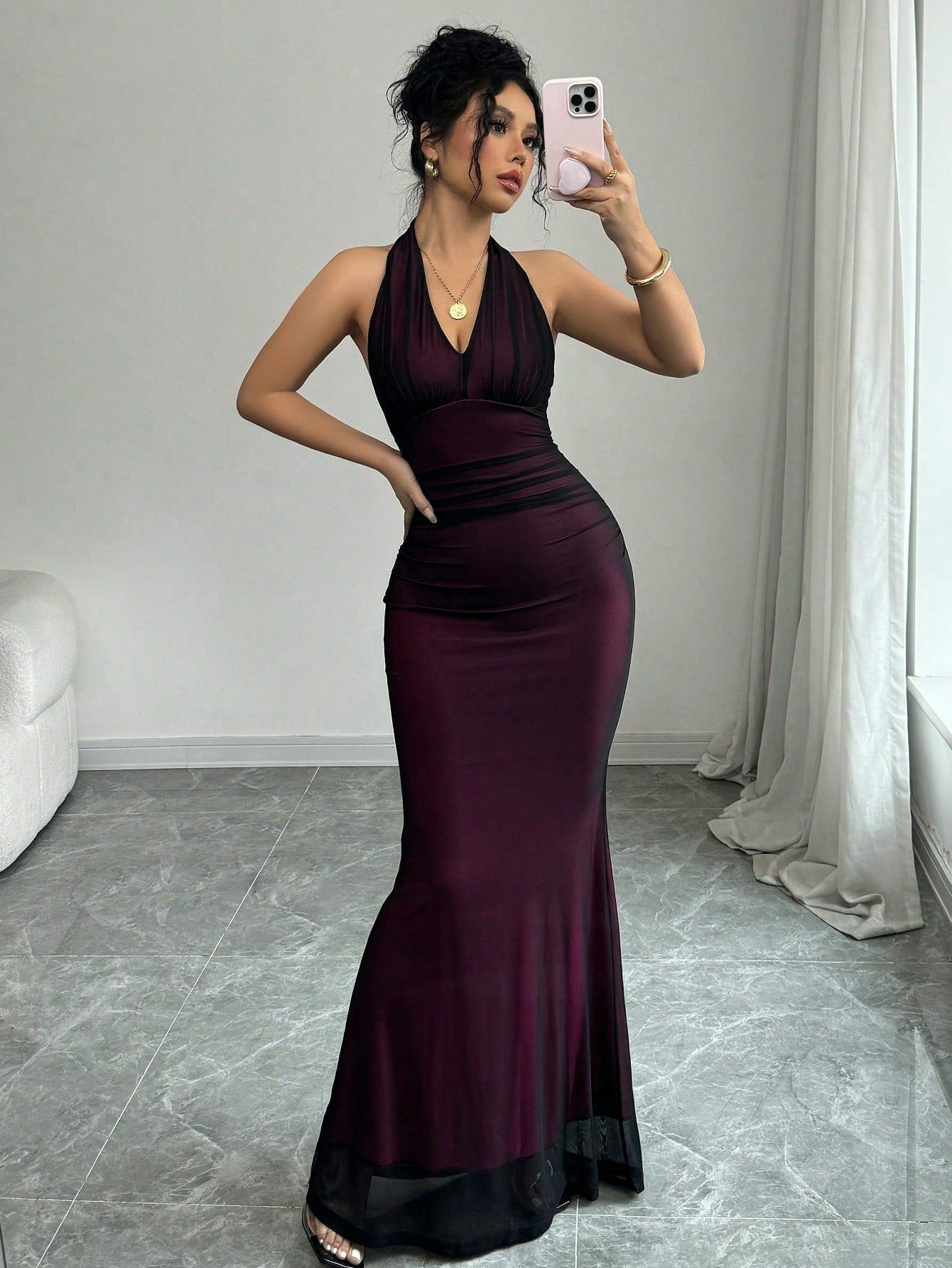 Women Clothing Summer Sexy Halter Mesh Sexy Sleeveless Dress