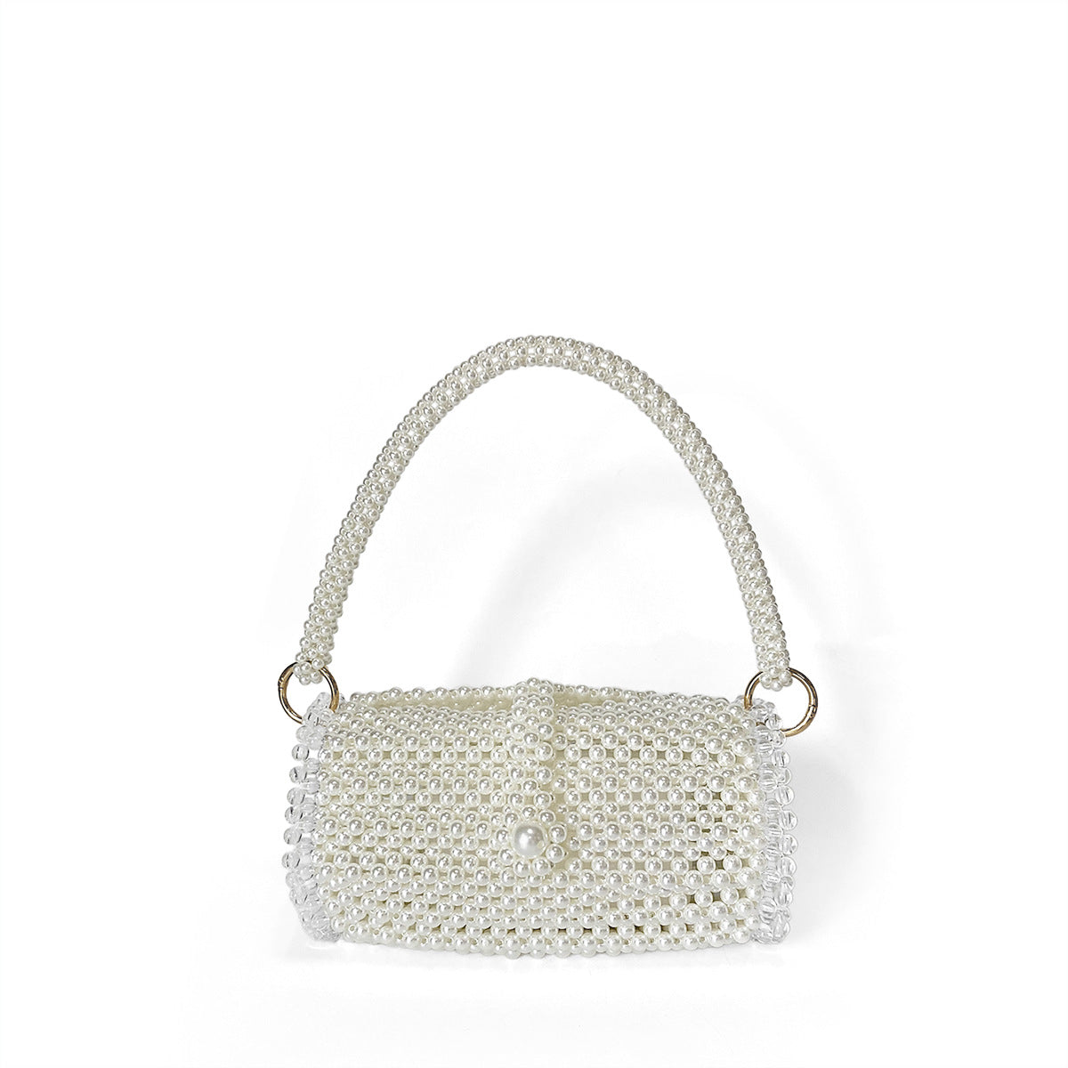 Retro Dinner Cans Pearl Bag Acrylic Beads Hand Carrying Knitting Beaded Pouch Mobile Phone Bag