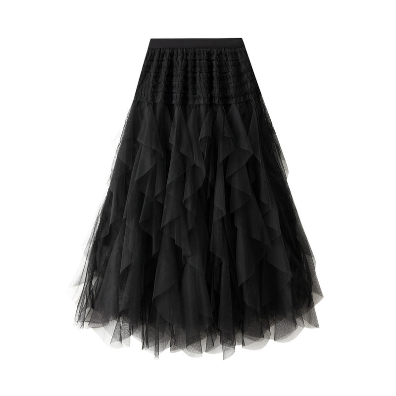 Mesh Anti Aging Super Fairy Slimming Pettiskirt Irregular Asymmetric Skirt Tiered Dress