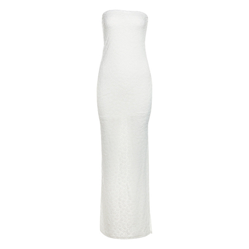 Summer Women Sexy Slim Fit Slit Tube Top Package Hip Dress