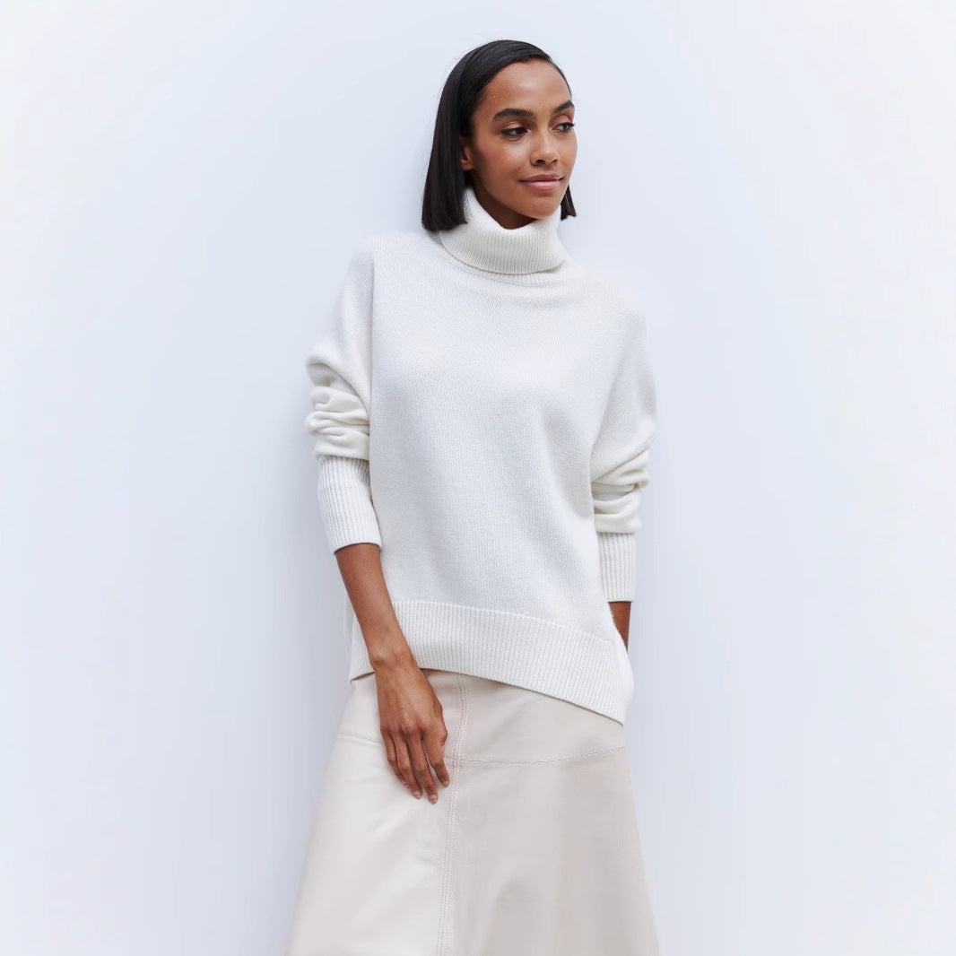 Knitted Russian Women Clothing High Neck Sweater Autumn Winter Loose Bottoming Sweater