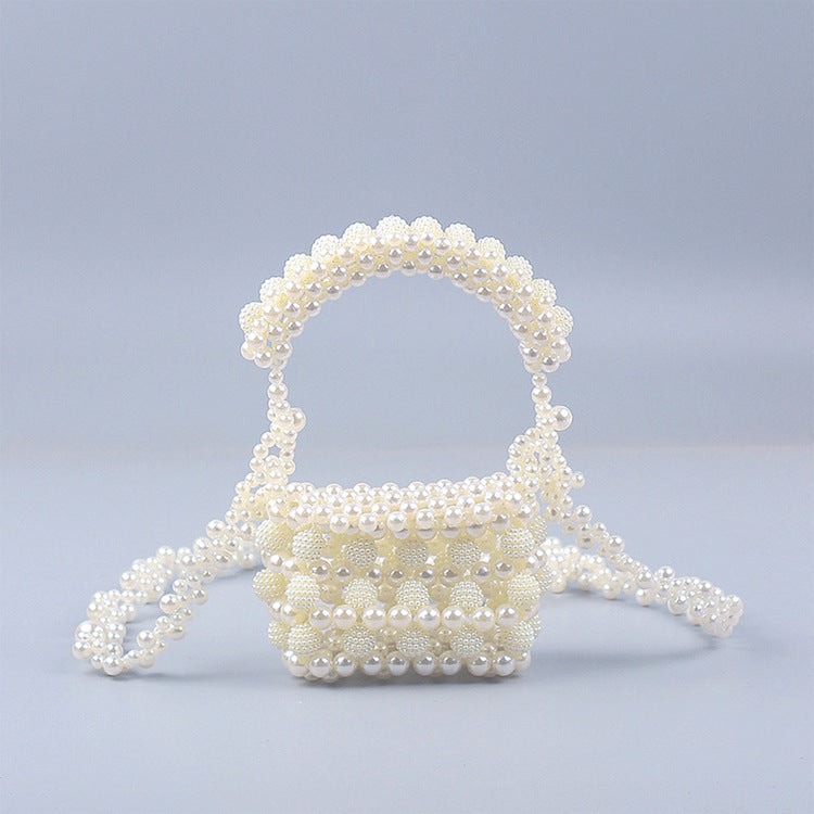 Hand Woven Beaded French Classic Baroque Beaded Waxberry Pearl Small Bucket Handbag