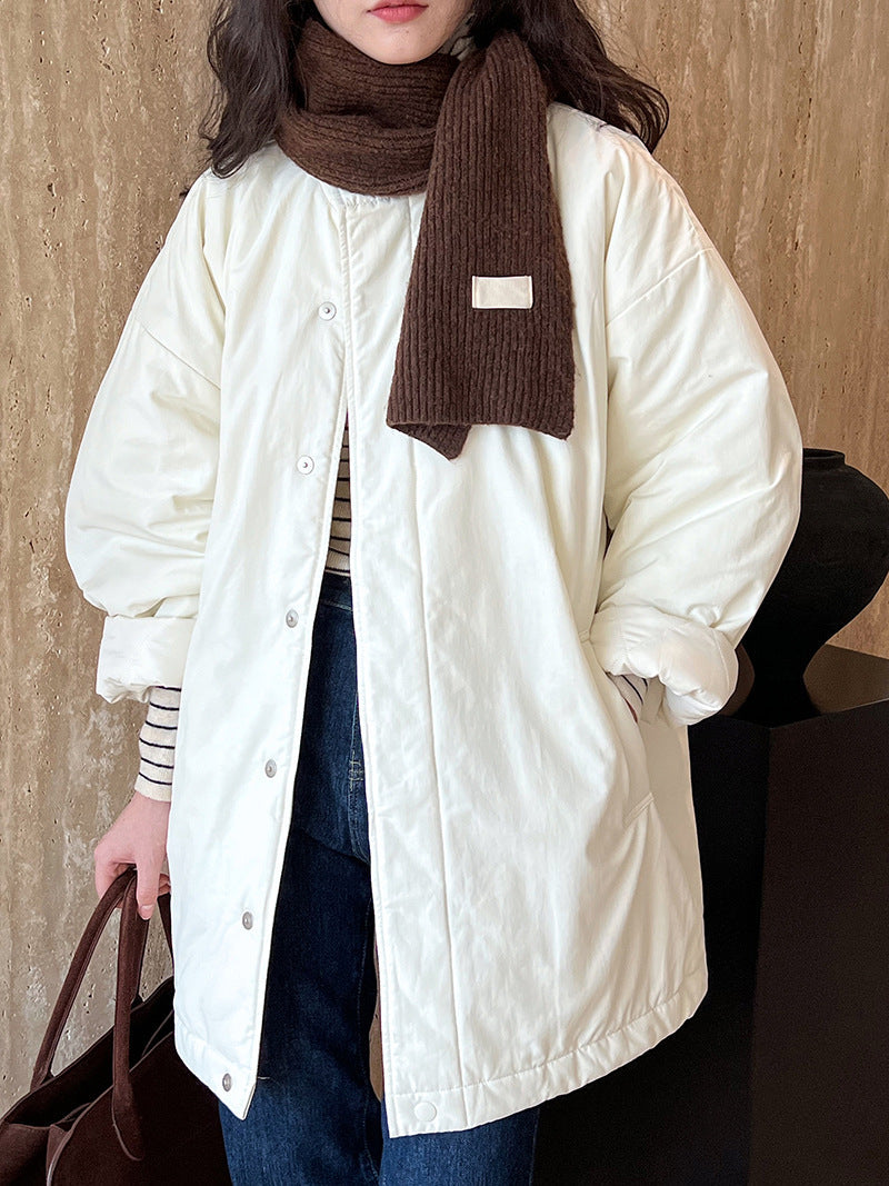 Simple Profile Cotton Coat Jacket Women Winter Oversize Quilted Workwear Cotton Coat
