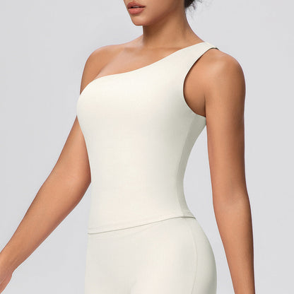 Cloud Sense Oblique One Shoulder Waist Yoga Clothes Sports Back Shaping Quick Drying Slim Fit Shaping Underwear Running Workout Vest