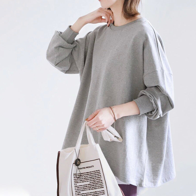 Japanese Autumn Winter Striped Sweatshirt Women Loose Cotton Large Version Bottoming Top Women