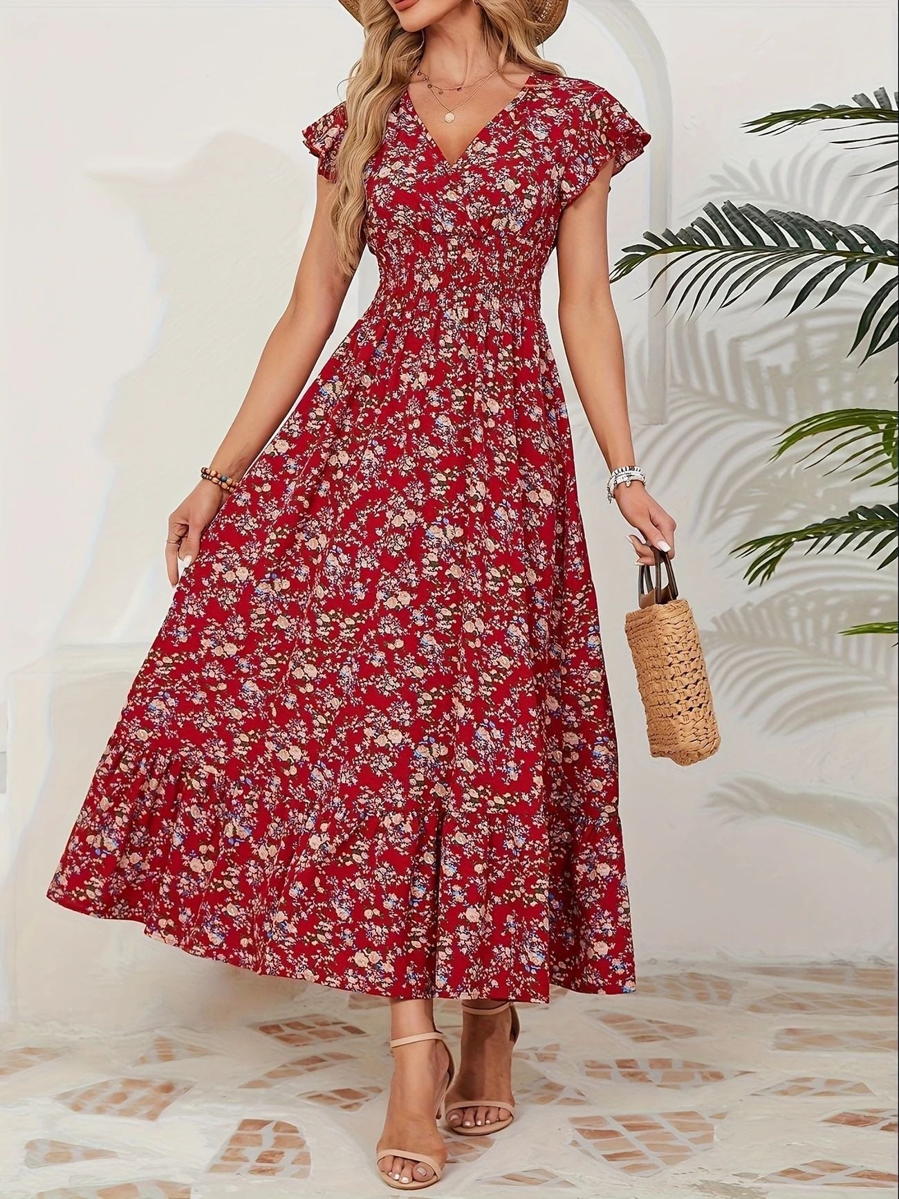 Printed French dress floral dress