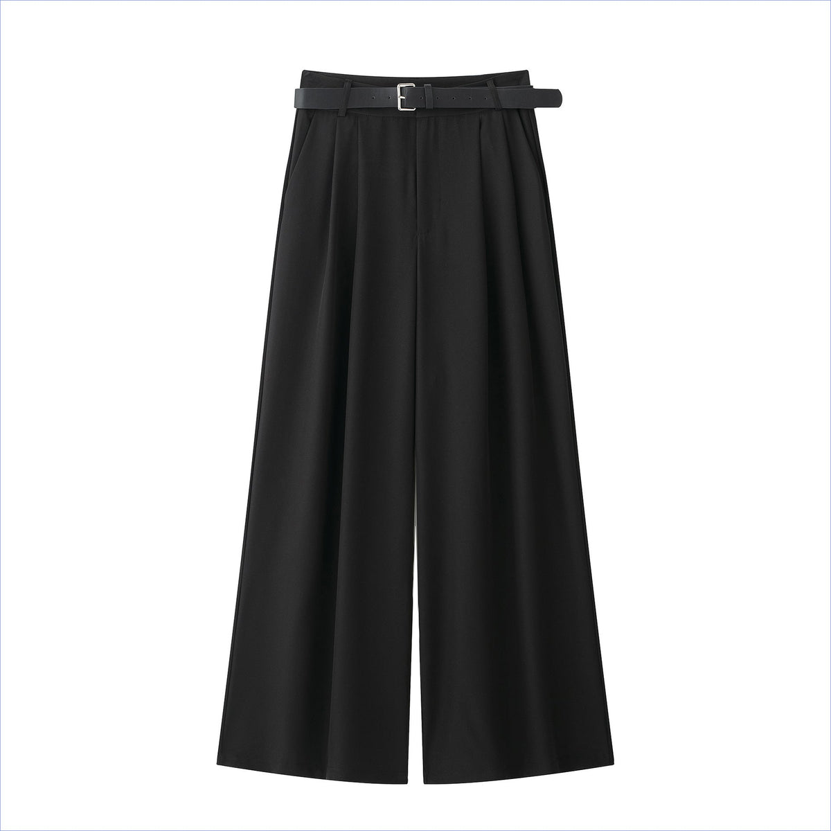 With Belt Pairs Pleated Work Pant Spring Summer High Waist Trousers Women Casual Wide Leg Pants