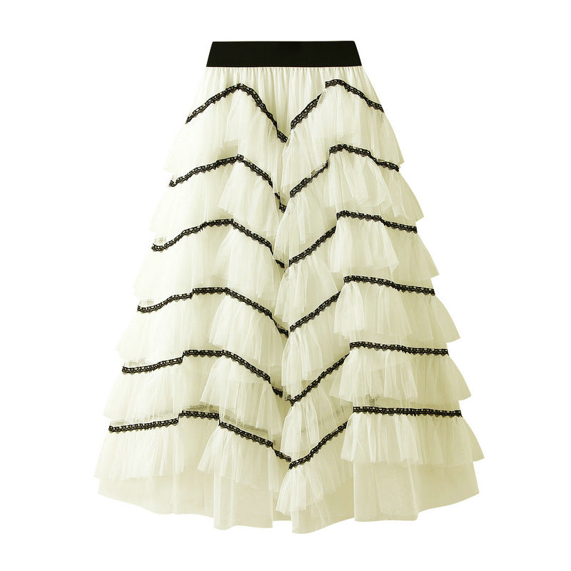 Design Gauze Skirt Layers of Mesh Tiered Dress Skirt Women Dance Skirt Puffy Long Skirt