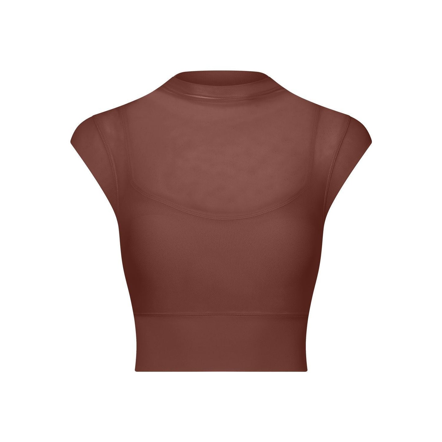 Sexy Mesh Yoga Clothes Flounced Sleeve Running Quick Drying Sports Bra with Chest Pad One Piece Cup Workout Clothes Top