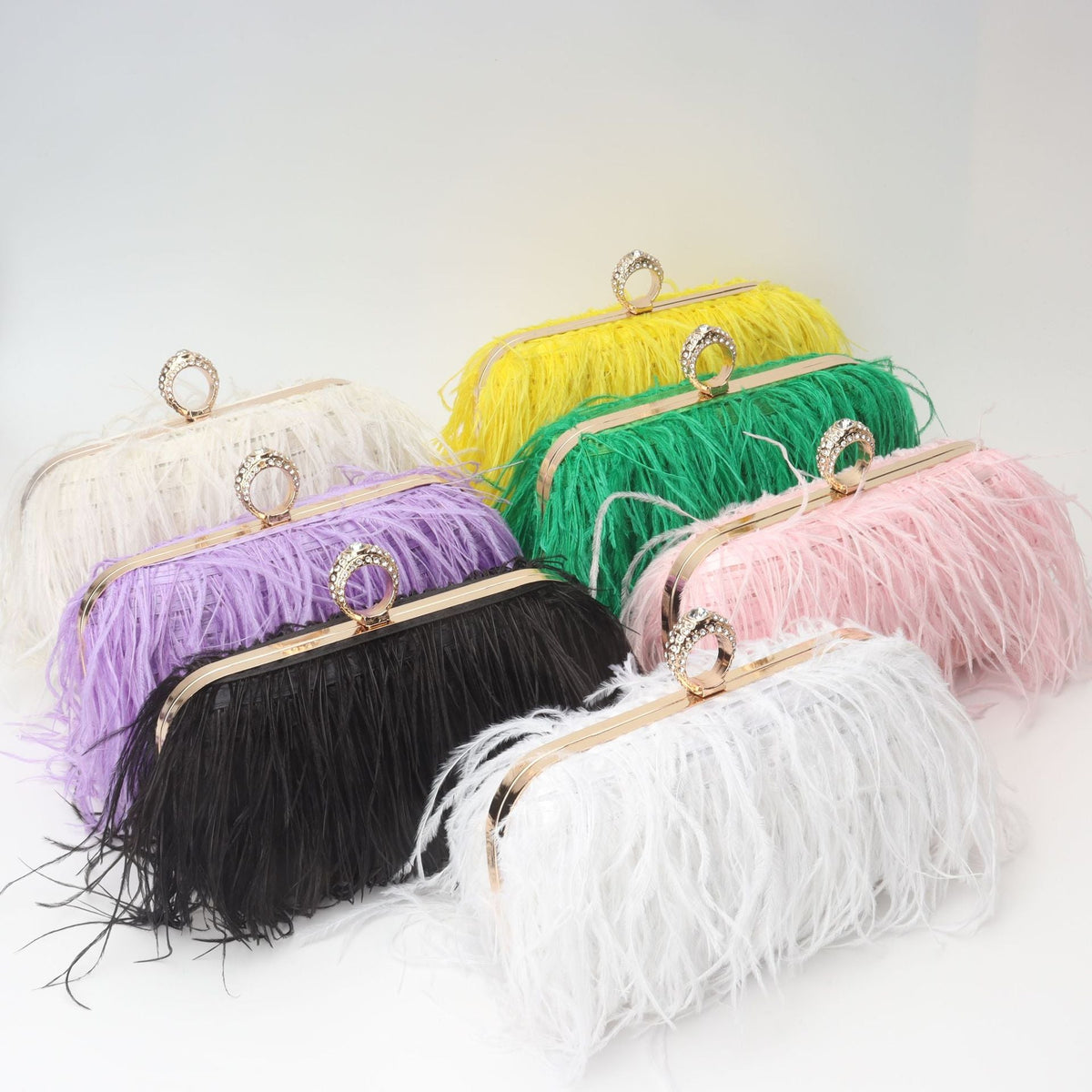 Elegant Ostrich Hair Ring Box – Small Square Bag with Chain Crossbody Shoulder Velvet Evening Clutch Purse, Perfect for Dinner, Casual Outings, Party Events, and Prom Nights