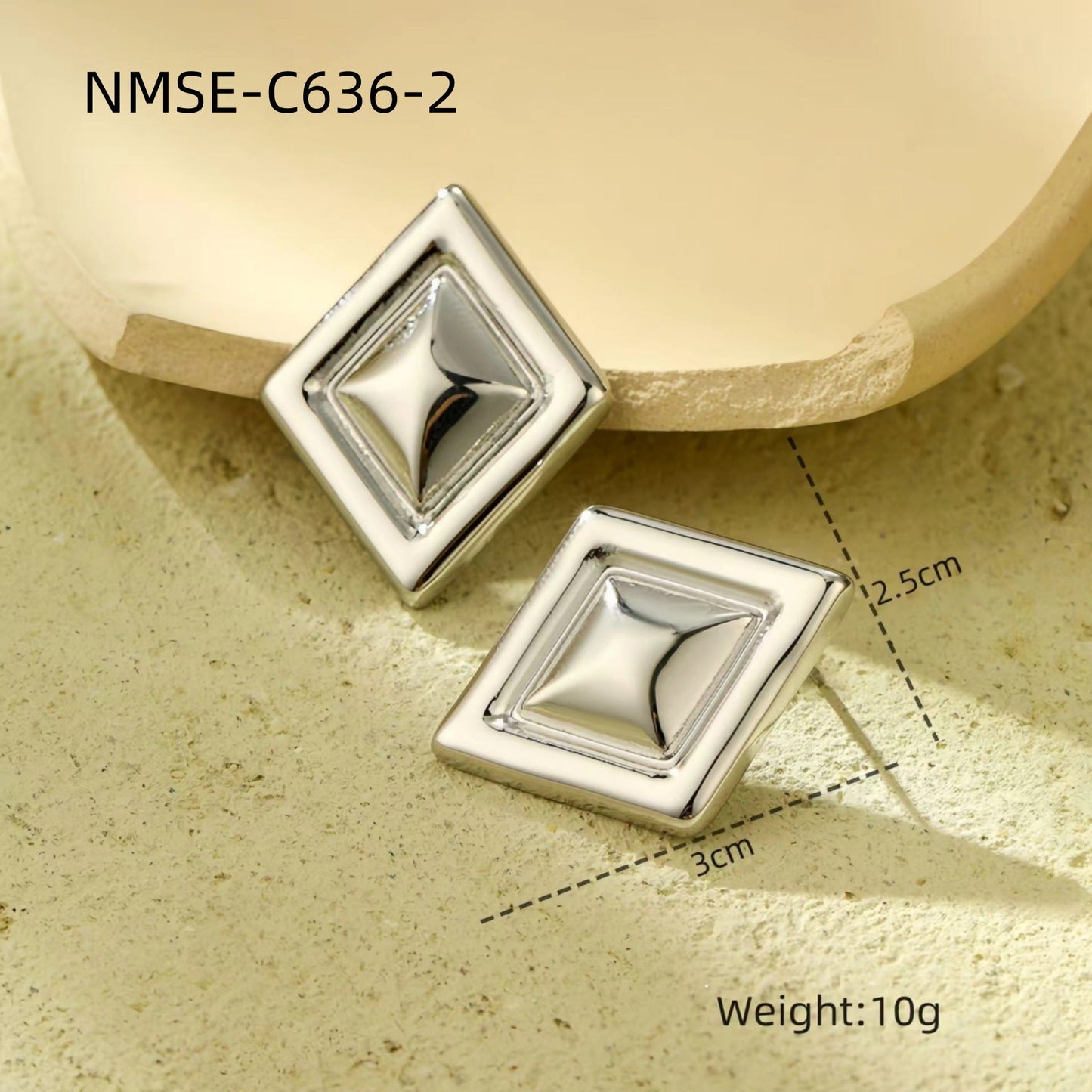 Light Extravagant Love Heart Geometric Abstract Square Titanium Steel Earrings Back Shaped Five Pointed Star High Grade Stainless Steel Earrings