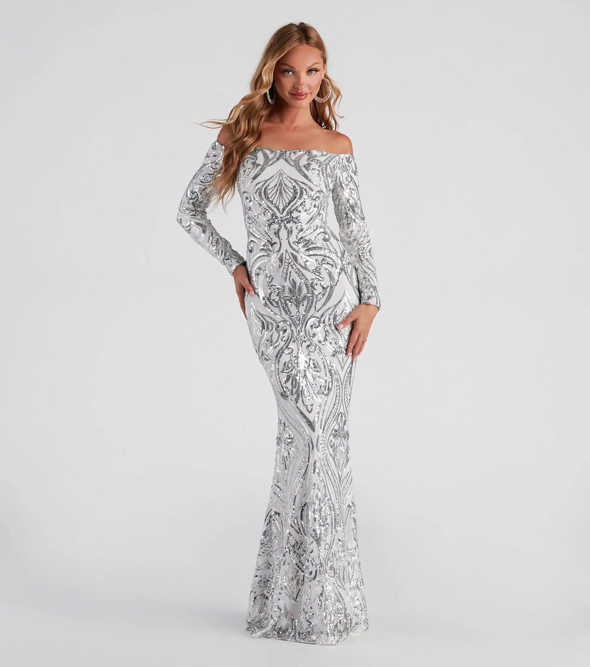 Women Elegant Sequ Sexy off Neck Dress Cocktail Evening Maxi Dress