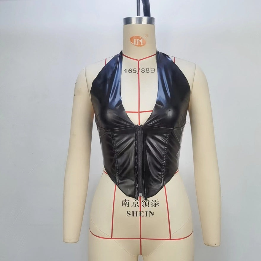 Women Clothing Summer Sexy Halter Lace up Sexy Nightclub Sexy Camisole Women