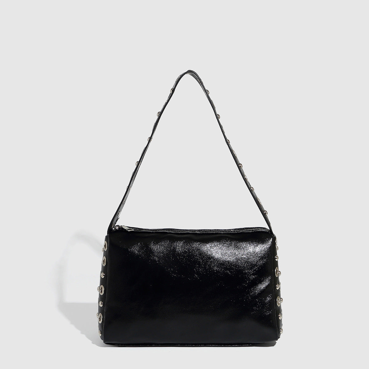 Rivets Underarm Bag Punk Oil Wax Leather Shoulder Handbag Niche Fashionable Women Sense