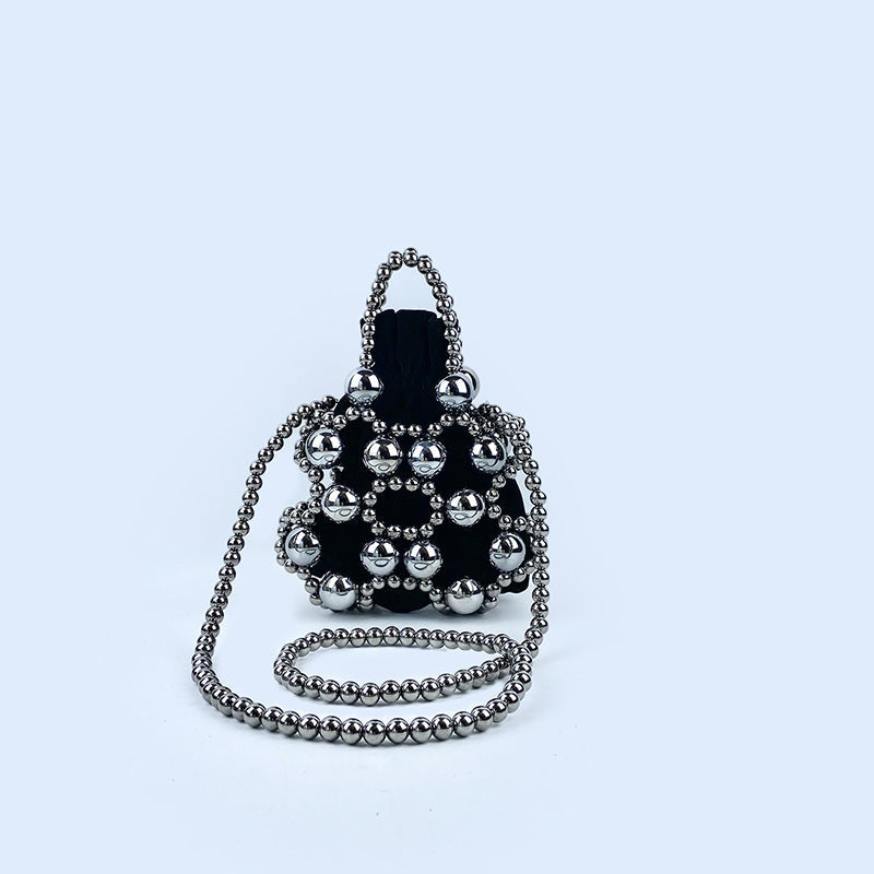 Internet Celebrity Same Dark Beaded Small Waste Bag Concave Shape Handbag Messenger Bag Trend