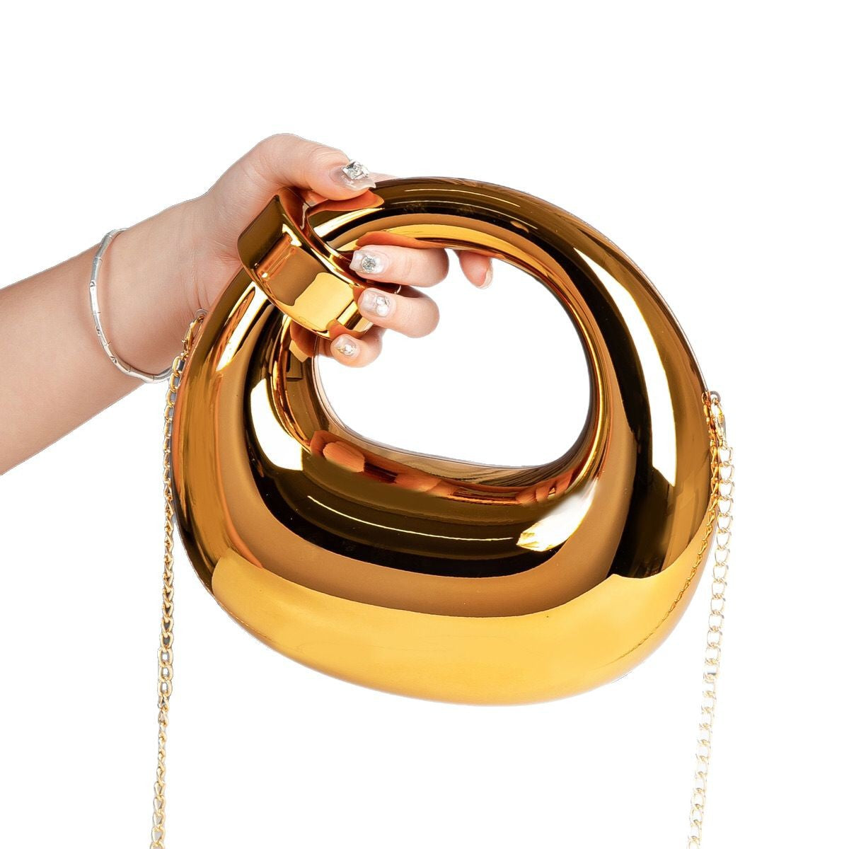 Acrylic gold box, goose egg shaped party purse, cloud shell evening clutch purse, messenger bag, clutch purse party