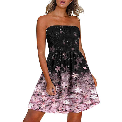Printed Chest Wrap Dress Summer 3d Dress