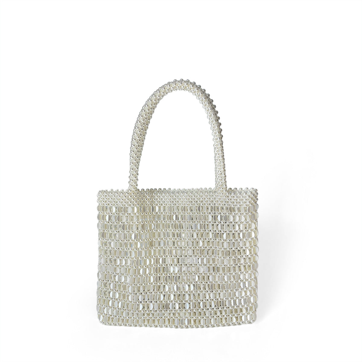 Hand Woven Beaded Bag Vintage Metal Shiny Bag Sequ Pearl Bag Shopping Bag Shoulder Clutch
