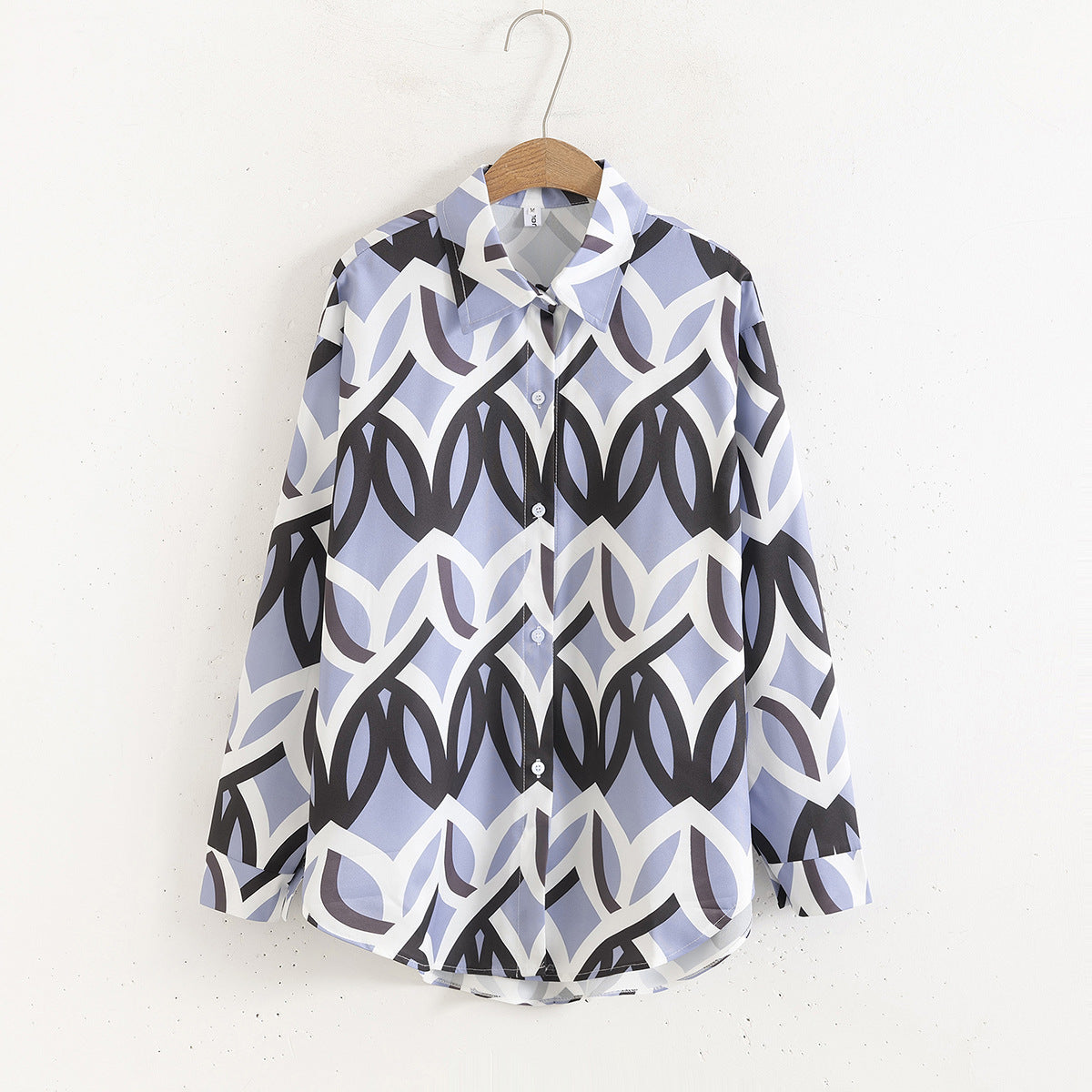 Women Floral Print Loose Collared Long Sleeves Shirt Striped printed top